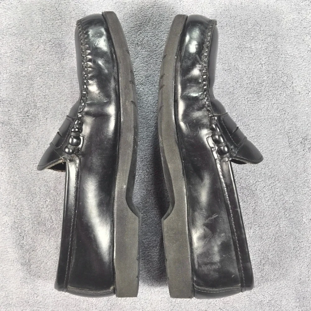 H.H. Men's Black Leather Penny Loafers Handsewn Superlite Oil Resistant Classic